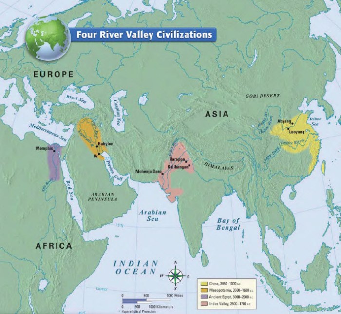 Ancient river valley civilizations map